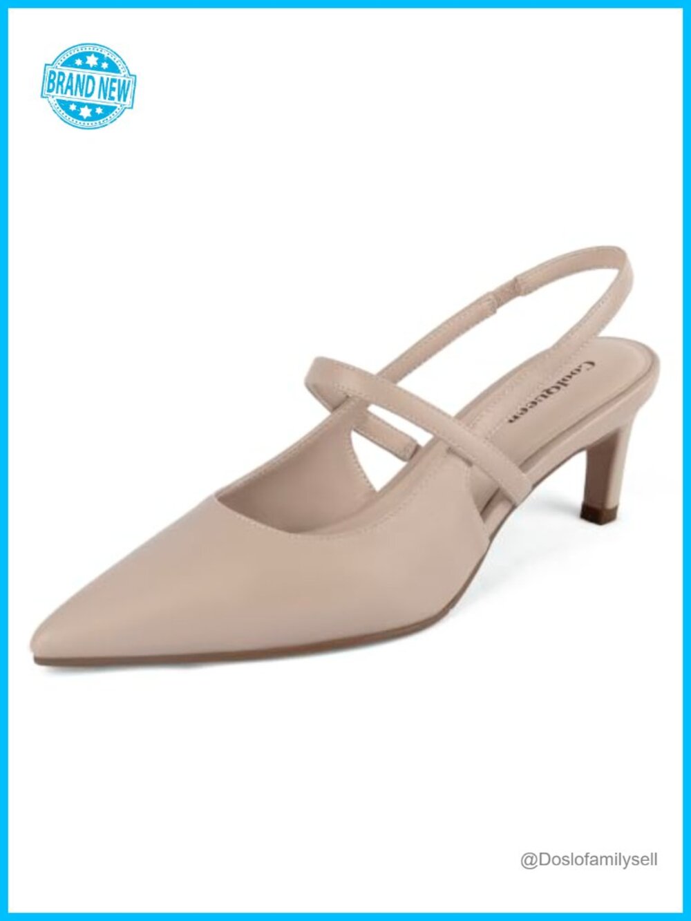 Kitten Heel Slingback Closed Pointed Toe Faux Leather Pumps